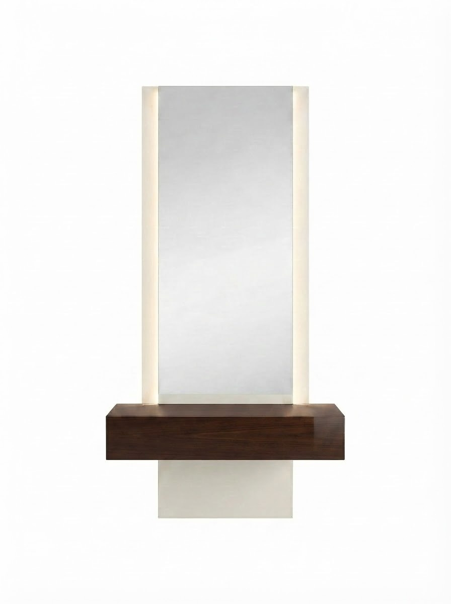 Custom Made Wall-Mounted Vanity Mirror with Floating Shelf