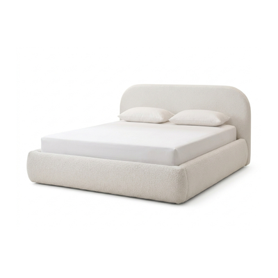 Evara Cream Bouclé Upholstered Storage Bed