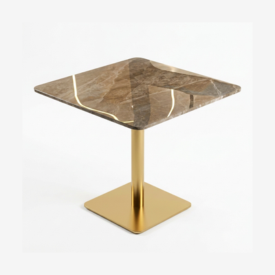 Square Marble-Effect Side Table