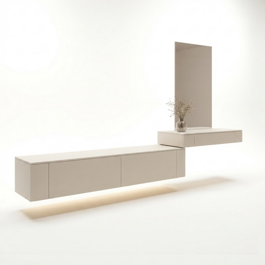 Custom Floating TV Unit with Vanity &amp; Mirror