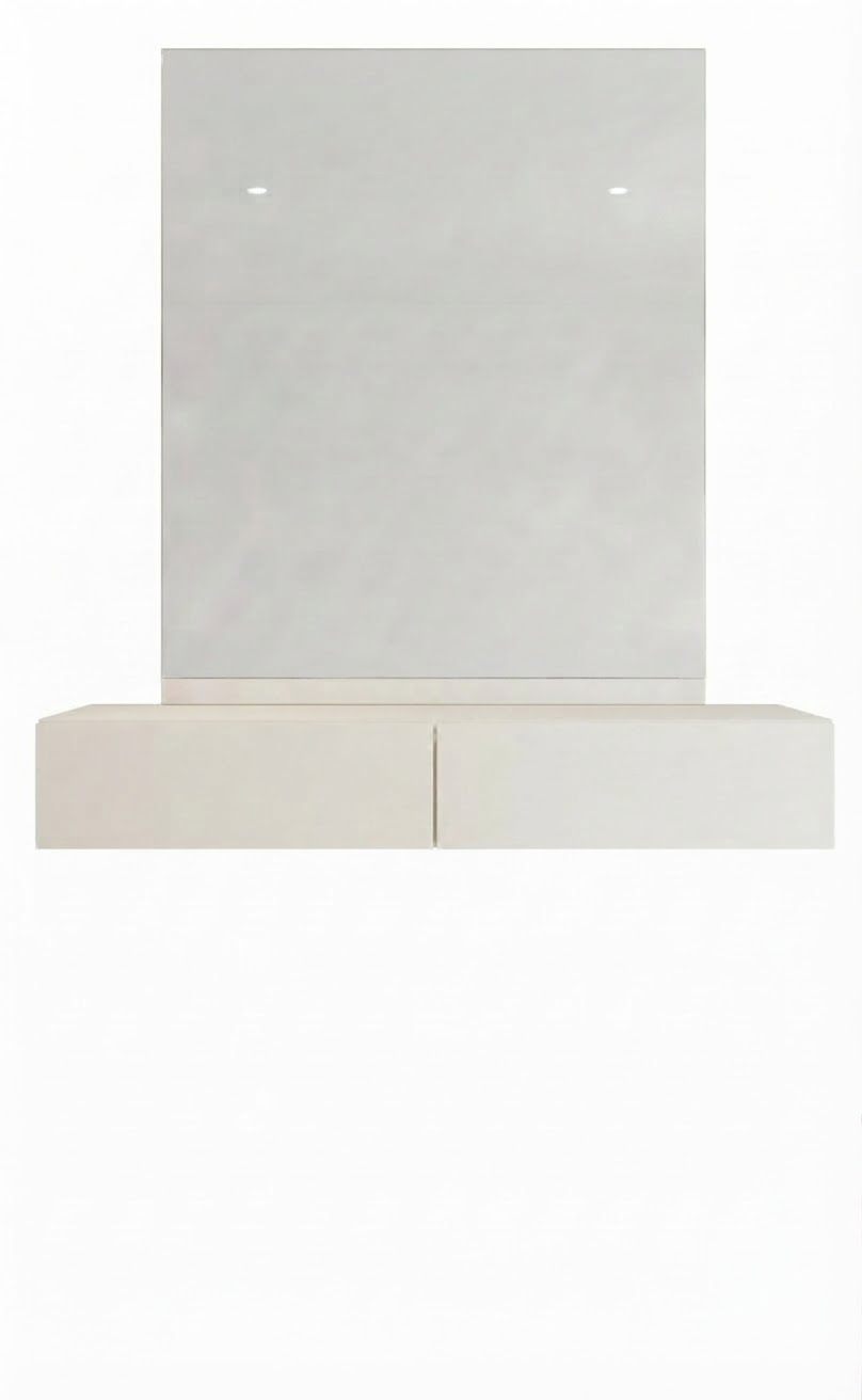 Custom Floating Vanity with Square Mirror
