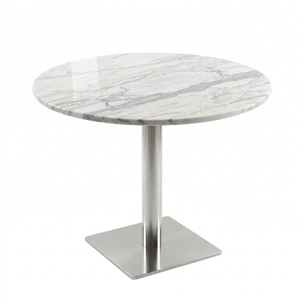 Modern Round Marble-Effect Dining Table