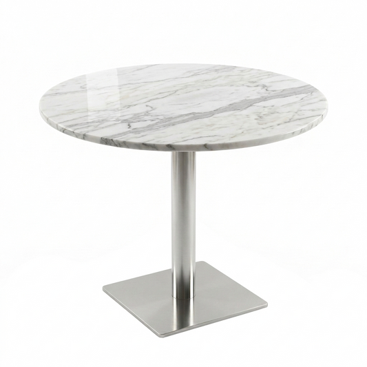 Modern Round Marble-Effect Dining Table