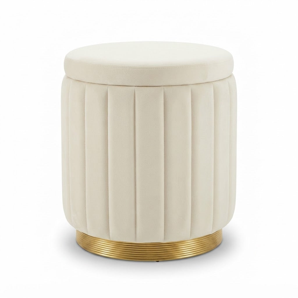 The Siena Velvet Storage Vanity Stool